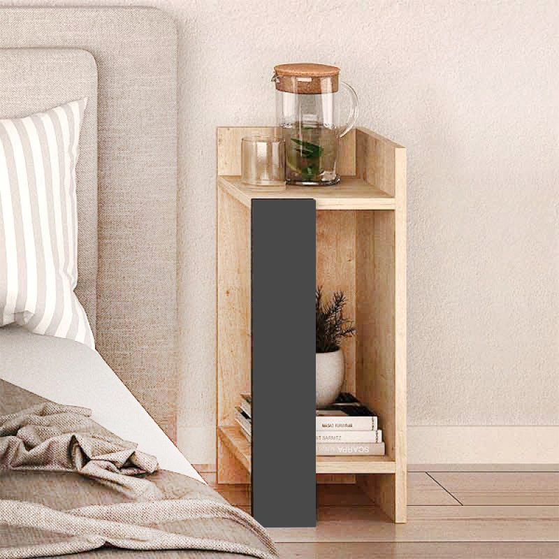 Elos Megapap melamine night-stand set in oak - anthracite color 25x27x60cm.