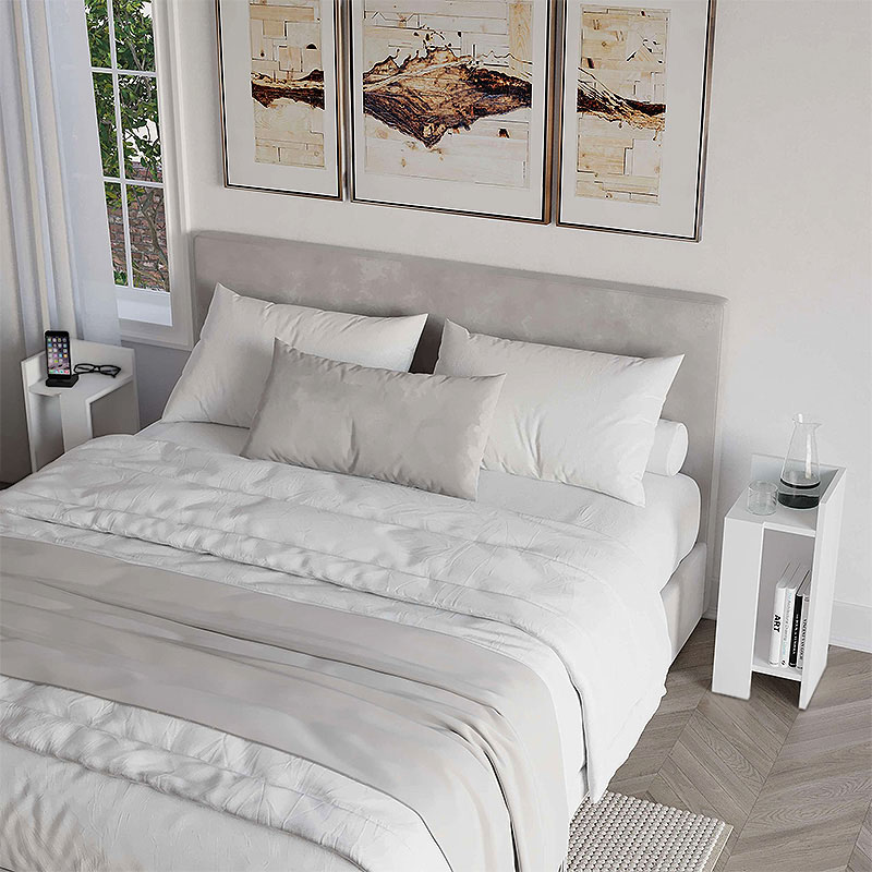 Elos Megapap melamine night-stand set in white color 25x27x60cm.