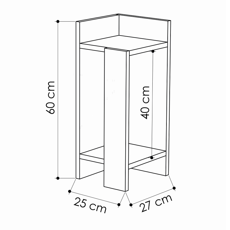 Elos Megapap melamine night-stand set in white color 25x27x60cm.