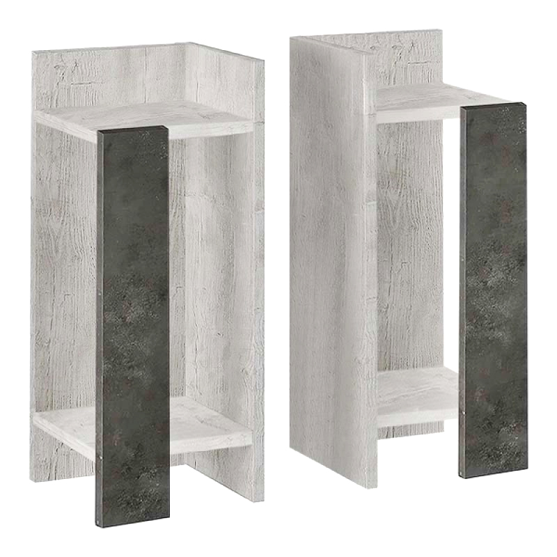 Elos Megapap melamine night-stand set in ancient white - retro grey color 25x27x60cm.