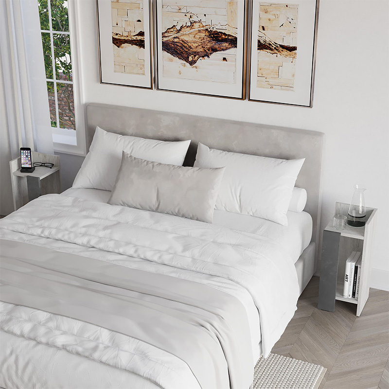 Elos Megapap melamine night-stand set in ancient white - retro grey color 25x27x60cm.