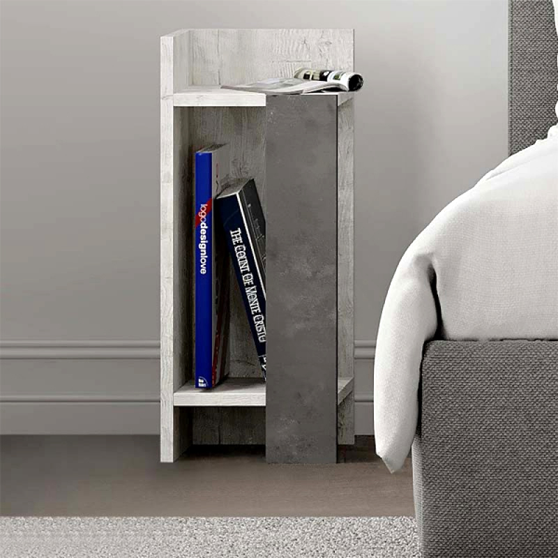 Elos Megapap melamine night-stand set in ancient white - retro grey color 25x27x60cm.