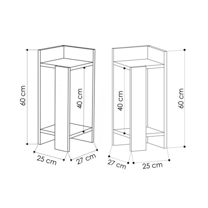 Κομοδίνο Elos Megapap σετ 2 τεμαχίων χρώμα sapphire oak 25x27x60εκ.