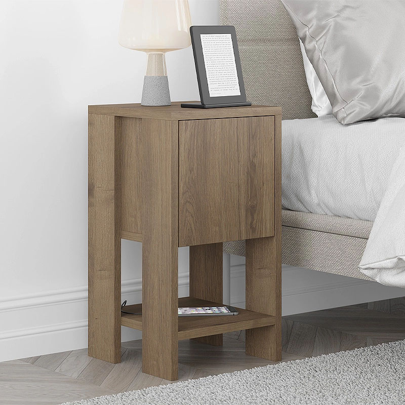 Ema Megapap melamine night-stand in light brown color 30x30x55cm.