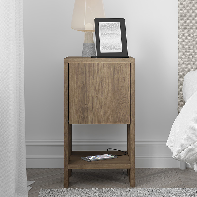 Ema Megapap melamine night-stand in light brown color 30x30x55cm.