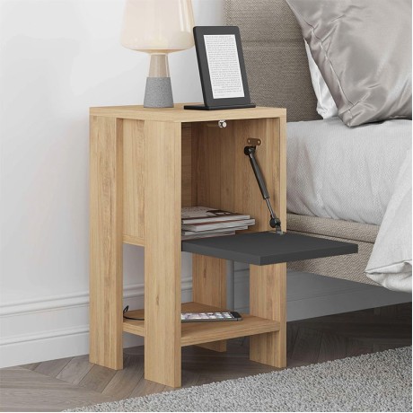 Ema Megapap melamine night-stand in oak - anthracite color 30x30x55cm.