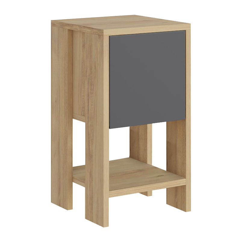 Ema Megapap melamine night-stand in oak - anthracite color 30x30x55cm.