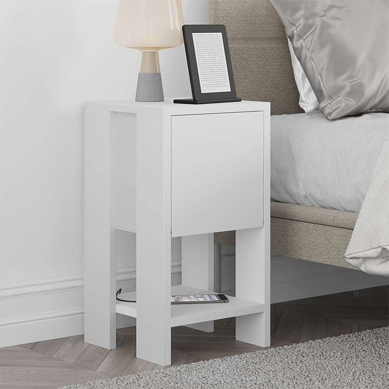 Ema Megapap melamine night-stand in white color 30x30x55cm.