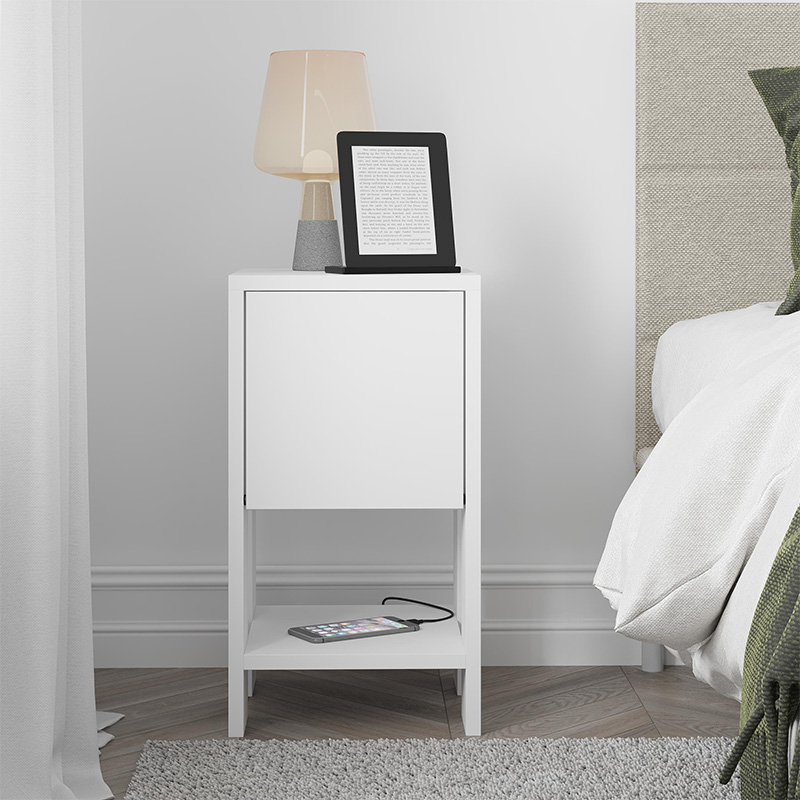 Ema Megapap melamine night-stand in white color 30x30x55cm.