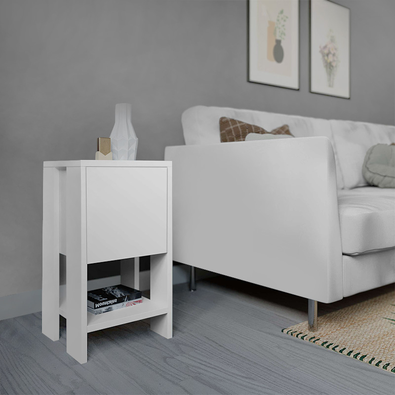 Ema Megapap melamine night-stand in white color 30x30x55cm.