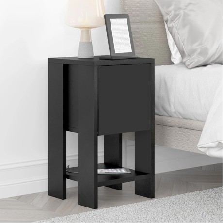 Ema Megapap melamine night-stand in black color 30x30x55cm.