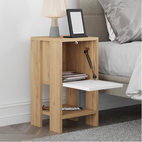 Ema Megapap melamine night-stand in sapphire oak - white color 30x30x55cm.