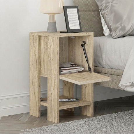 Ema Megapap melamine night-stand in travertine color 30x30x55cm.