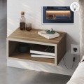 Κομοδίνο επιτοίχιο Brik Megapap με LED χρώμα καρυδί Ud - sandstone 45x30x18εκ.