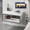 Brik Megapap wall mounted nighstand with LED light in white - grey retro color 45x30x18cm.