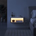 Brik Megapap wall mounted nighstand with LED light in white - grey retro color 45x30x18cm.