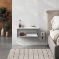 Brik Megapap wall mounted nighstand with LED light in white - grey retro color 45x30x18cm.