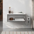 Brik Megapap wall mounted nighstand with LED light in white - grey retro color 45x30x18cm.