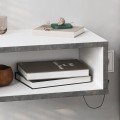 Brik Megapap wall mounted nighstand with LED light in white - grey retro color 45x30x18cm.