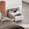 Dotta Megapap wall mounted nighstand with LED light in ancient white - grey retro color 52x33.6x28cm.
