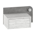 Dotta Megapap wall mounted nighstand with LED light in ancient white - grey retro color 52x33.6x28cm.