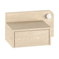 Dotta Megapap wall mounted nighstand with LED light in light oak color 52x33.6x28cm.