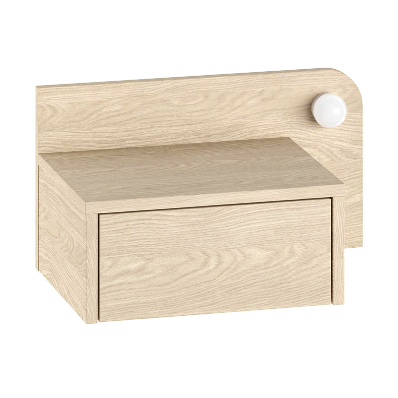 Dotta Megapap wall mounted nighstand with LED light in light oak color 52x33.6x28cm.