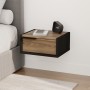 Eco Megapap melamine wall mounted nightstand in black wood - walnut Ud color 40x33x18.5cm.