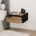 Eco Megapap melamine wall mounted nightstand in black wood - walnut Ud color 40x33x18.5cm.