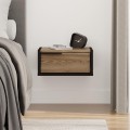 Eco Megapap melamine wall mounted nightstand in black wood - walnut Ud color 40x33x18.5cm.