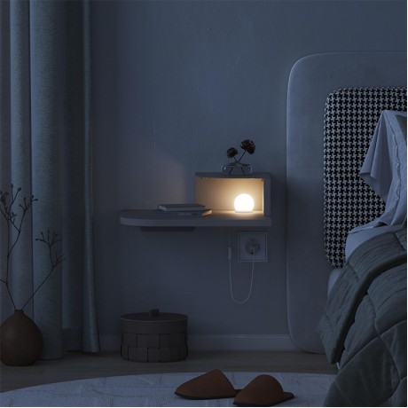 Luno Megapap wall mounted nighstand with LED light in sandstone color 40x30x16.2cm.