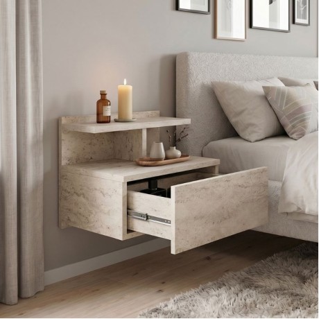 Mislina Megapap melamine wall nightstand in travertine color 40x33,2x32cm.
