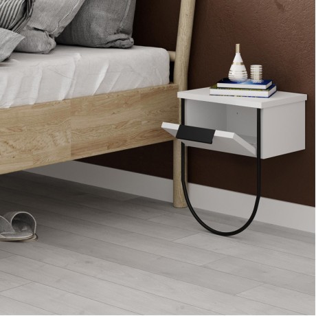 Norfolk Megapap melamine wall night-stand in white color 33x25x44cm.