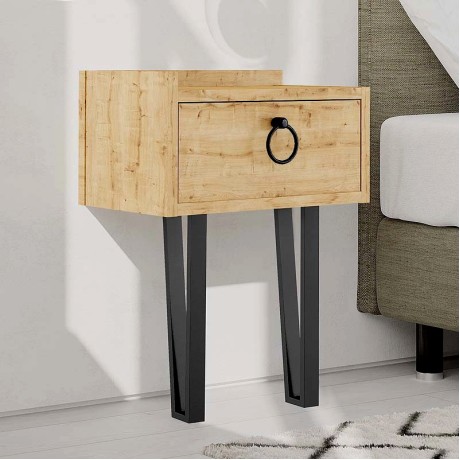 Κομοδίνο επιτοίχιο Sponge Megapap χρώμα sapphire oak 40x24x51εκ.