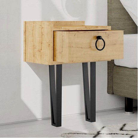 Κομοδίνο επιτοίχιο Sponge Megapap χρώμα sapphire oak 40x24x51εκ.