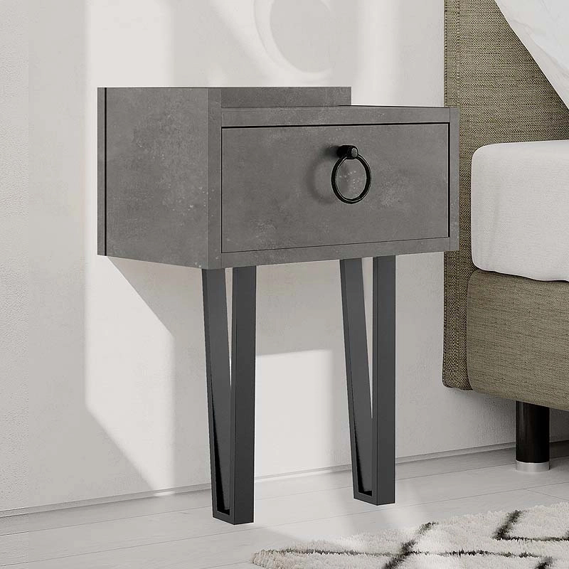Sponge Megapap melamine wall night-stand in retro grey color 40x24x51cm.