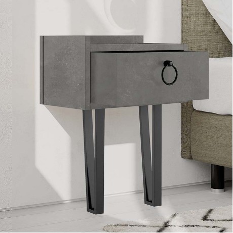 Κομοδίνο επιτοίχιο Sponge Megapap χρώμα γκρι ρετρό 40x24x51εκ.