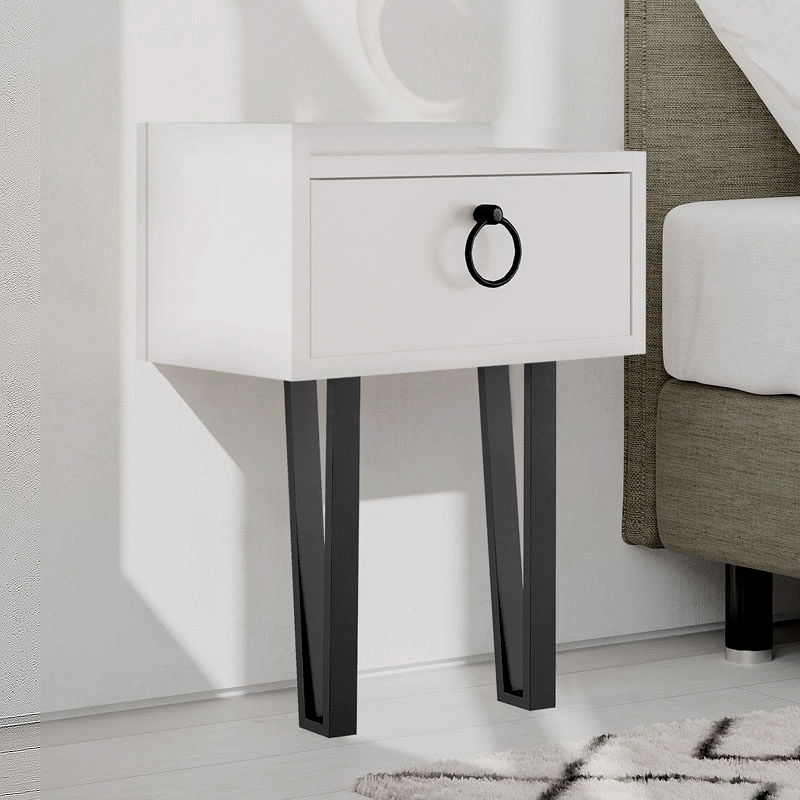 Sponge Megapap melamine wall night-stand in white color 40x24x51cm.