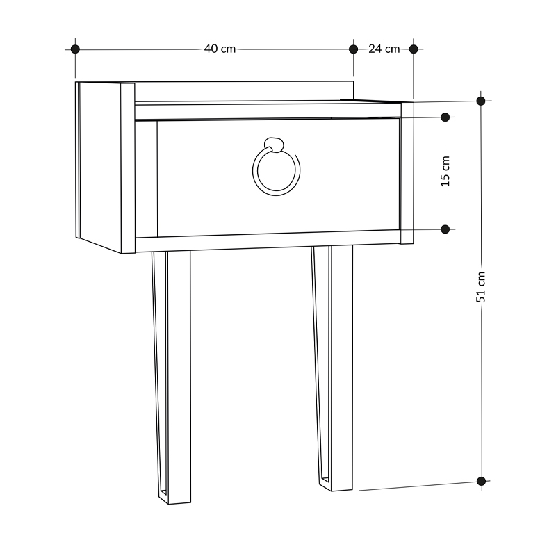Sponge Megapap melamine wall night-stand in white color 40x24x51cm.