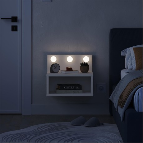 Treo Megapap wall mounted nighstand with LED light in white color 40x30x33.8cm.