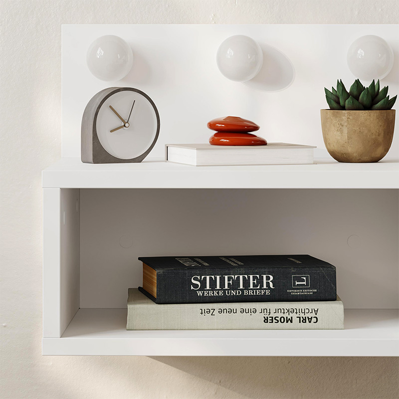 Treo Megapap wall mounted nighstand with LED light in white color 40x30x33.8cm.