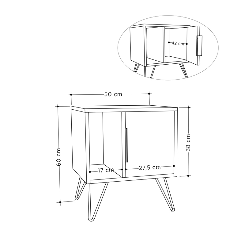 Glynn Megapap melamine night-stand in oak color 50,2x44,6x58cm.