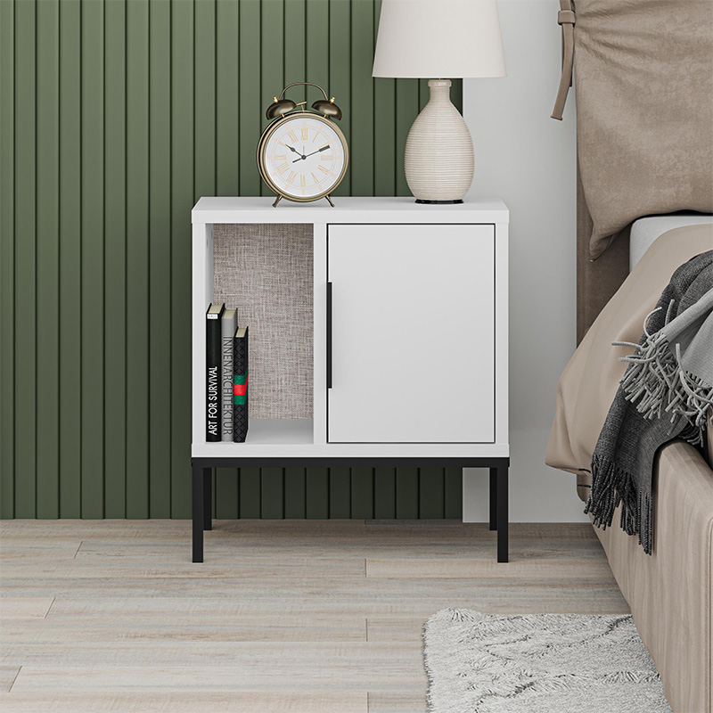 Glynn Megapap melamine nightstand in white color 45x35x50cm.