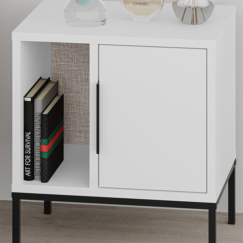 Glynn Megapap melamine nightstand in white color 45x35x50cm.