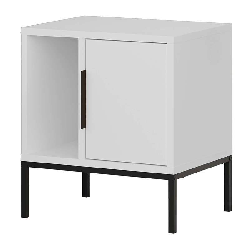Glynn Megapap melamine nightstand in white color 45x35x50cm.