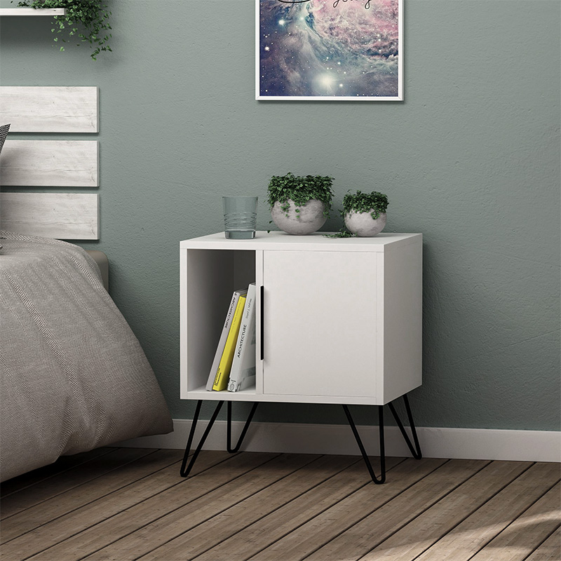 Κομοδίνο Glynn Megapap χρώμα λευκό 50,2x44,6x60εκ.
