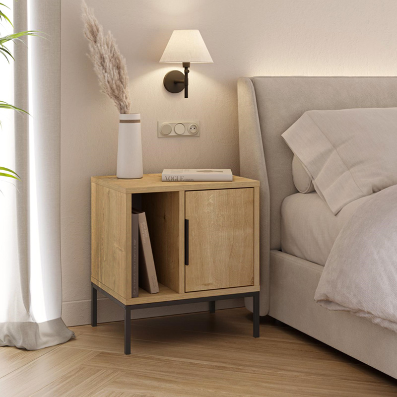 Κομοδίνο Glynn Megapap χρώμα saphhire oak 45x35x50εκ.