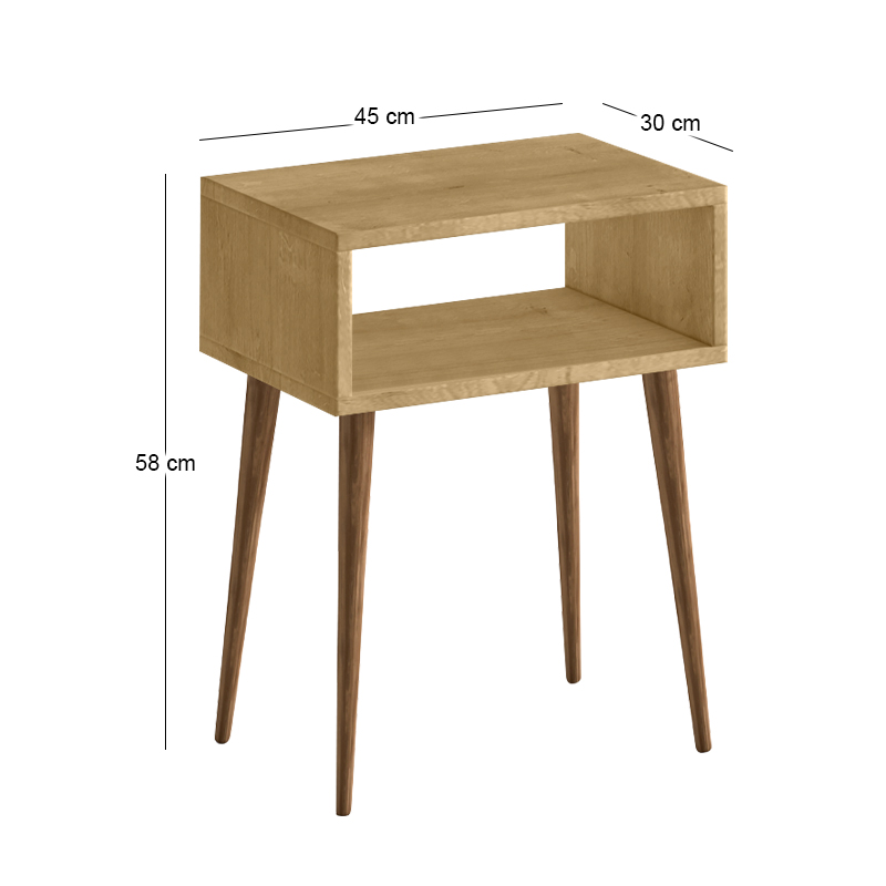 Gola Megapap melamine bedside table in sapphire oak color 45x30x58cm.