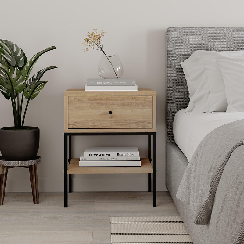 Lisa Megapap melamine nightstand in sapphire oak color 45x35x56cm.