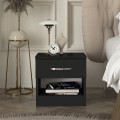 Lube Megapap melamine nightstand in black color 40x28,2x40cm.